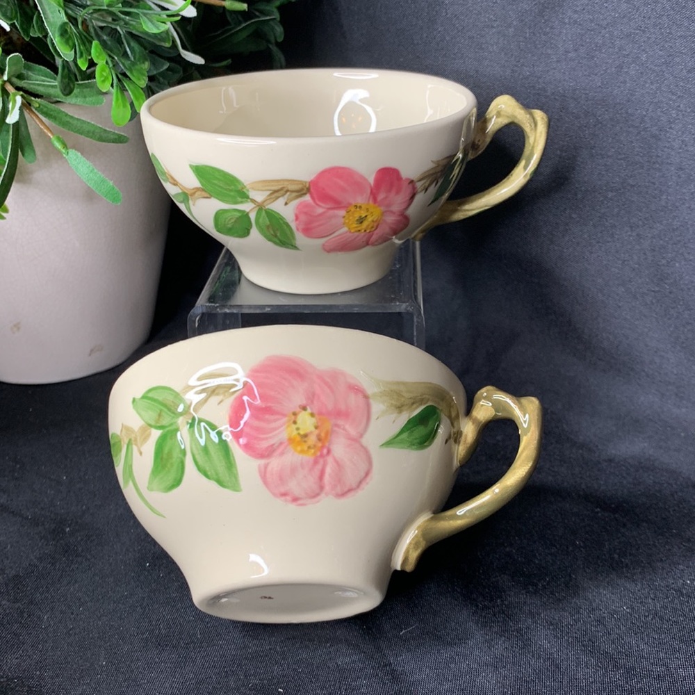 Set of 4 vintage 1958-60 Franciscan Dessert Rose cups and saucers - Picture 2 of 13